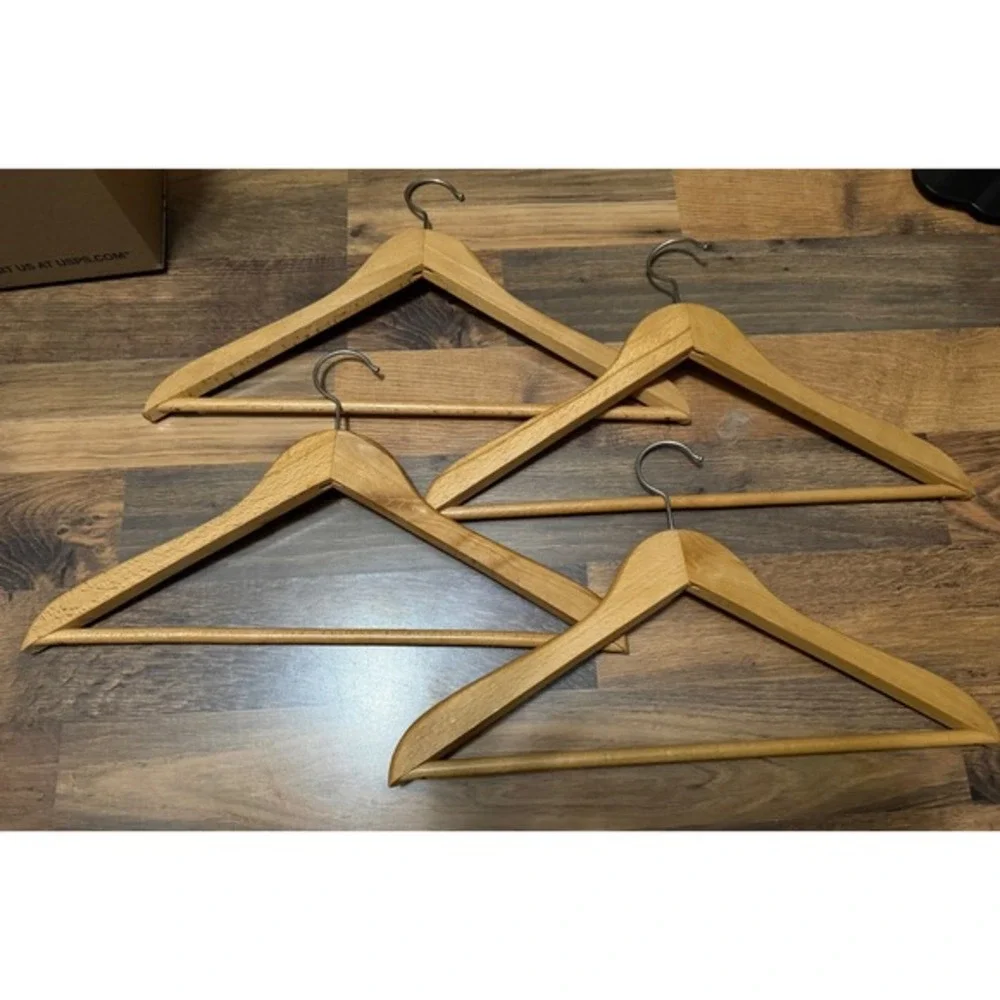Vintage Wooden Hangers Set of 9 Natural Wood Suit Trouser and Coat Hangers‎